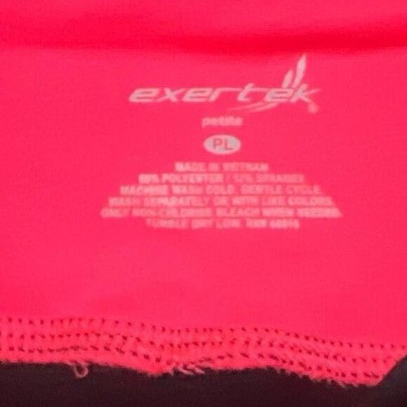Exertek Leggings Women’s L Petite Black Pink Crop Activewear Capris NWT - Picture 3 of 3